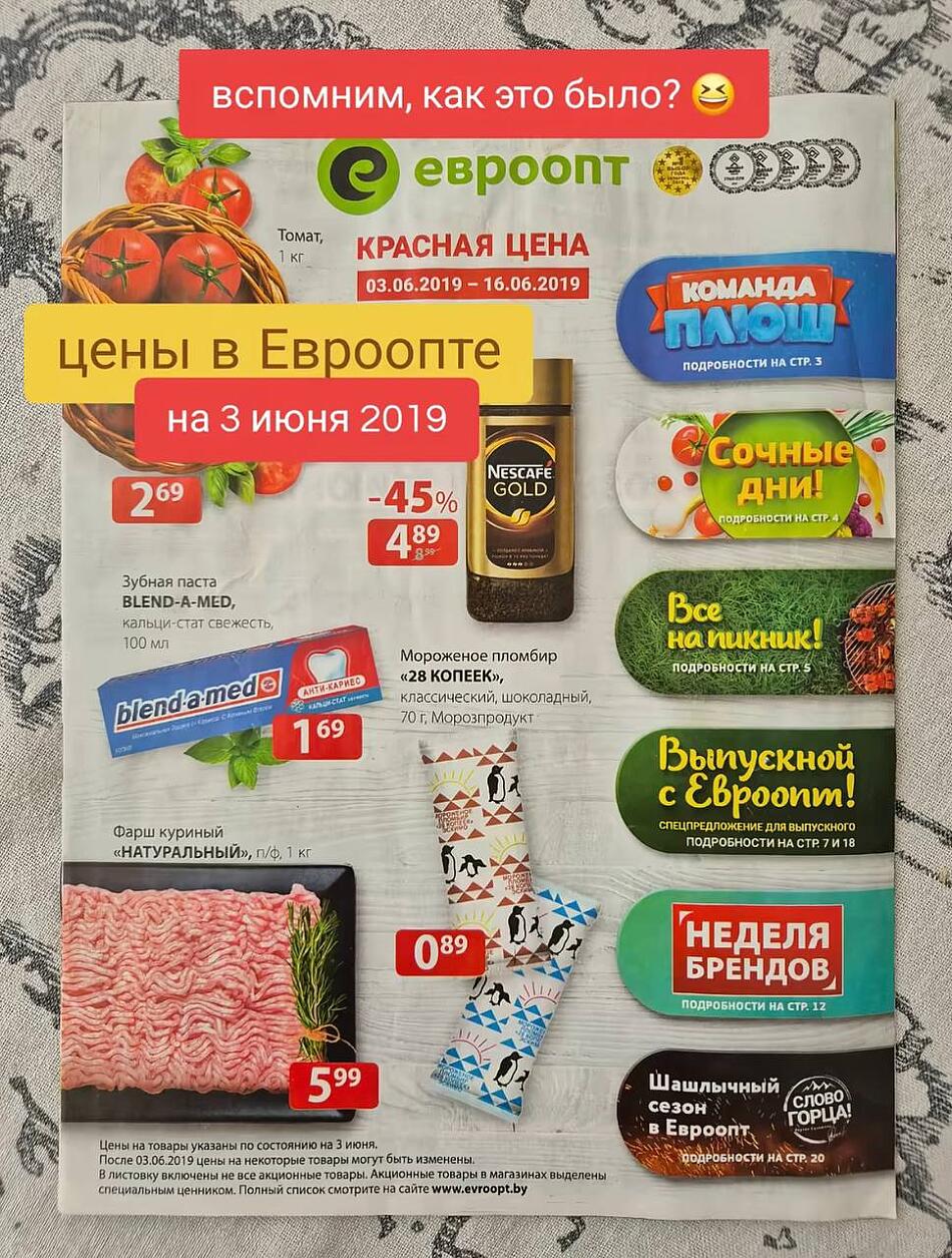 Цены на продукты в июне 2019 года.